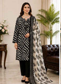 Elegant Black & White Printed Linen 3-Piece Suit | IS FABRICS